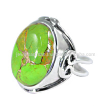 Natural Green Copper Turquoise Unique Gemstone with Sterling Silver Attractive Ring Wedding Gift Jewelry